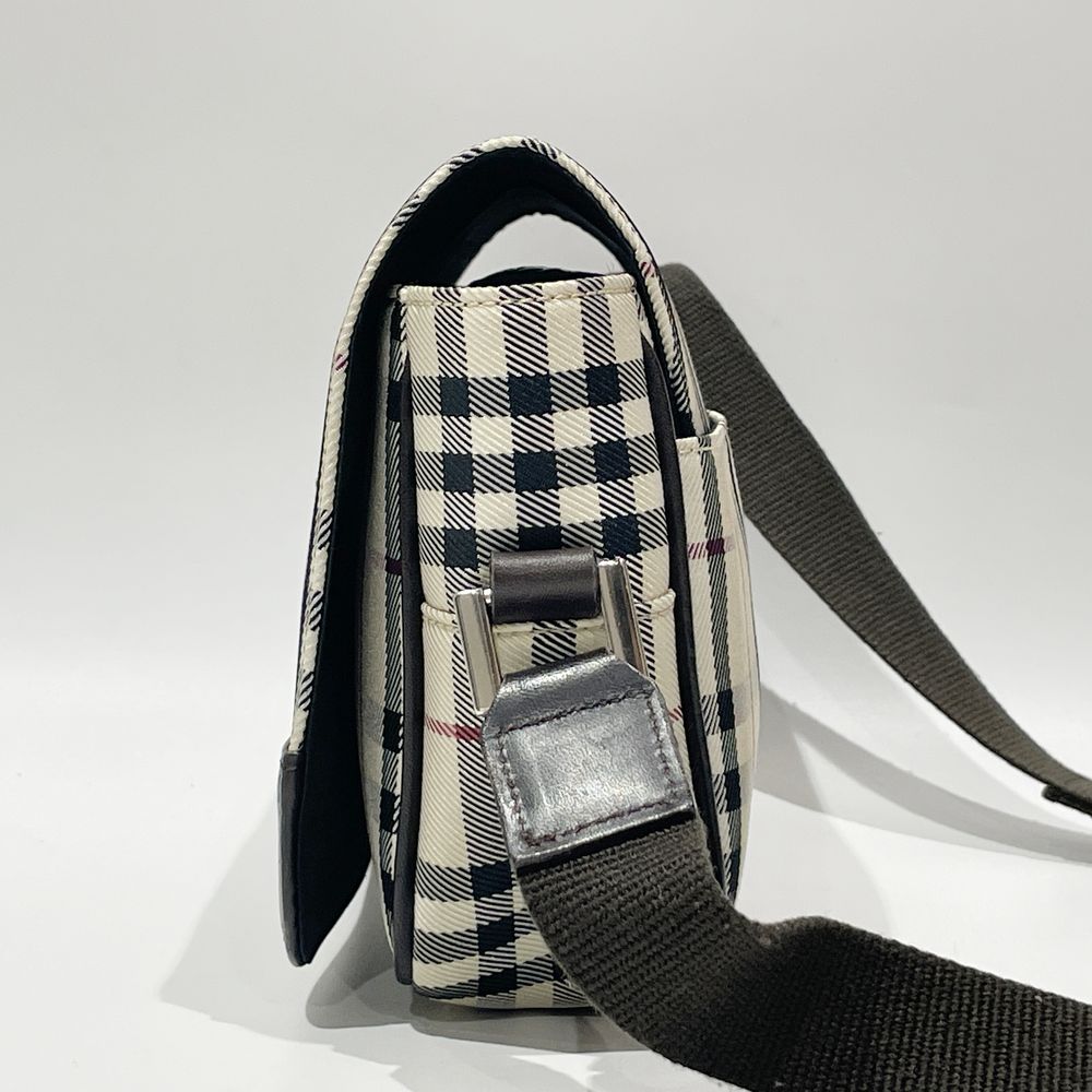 BURBERRY(バーバリー) ロゴ チェック 斜め掛け ショルダーバッグ キャンバス/レザー レディース【中古B】