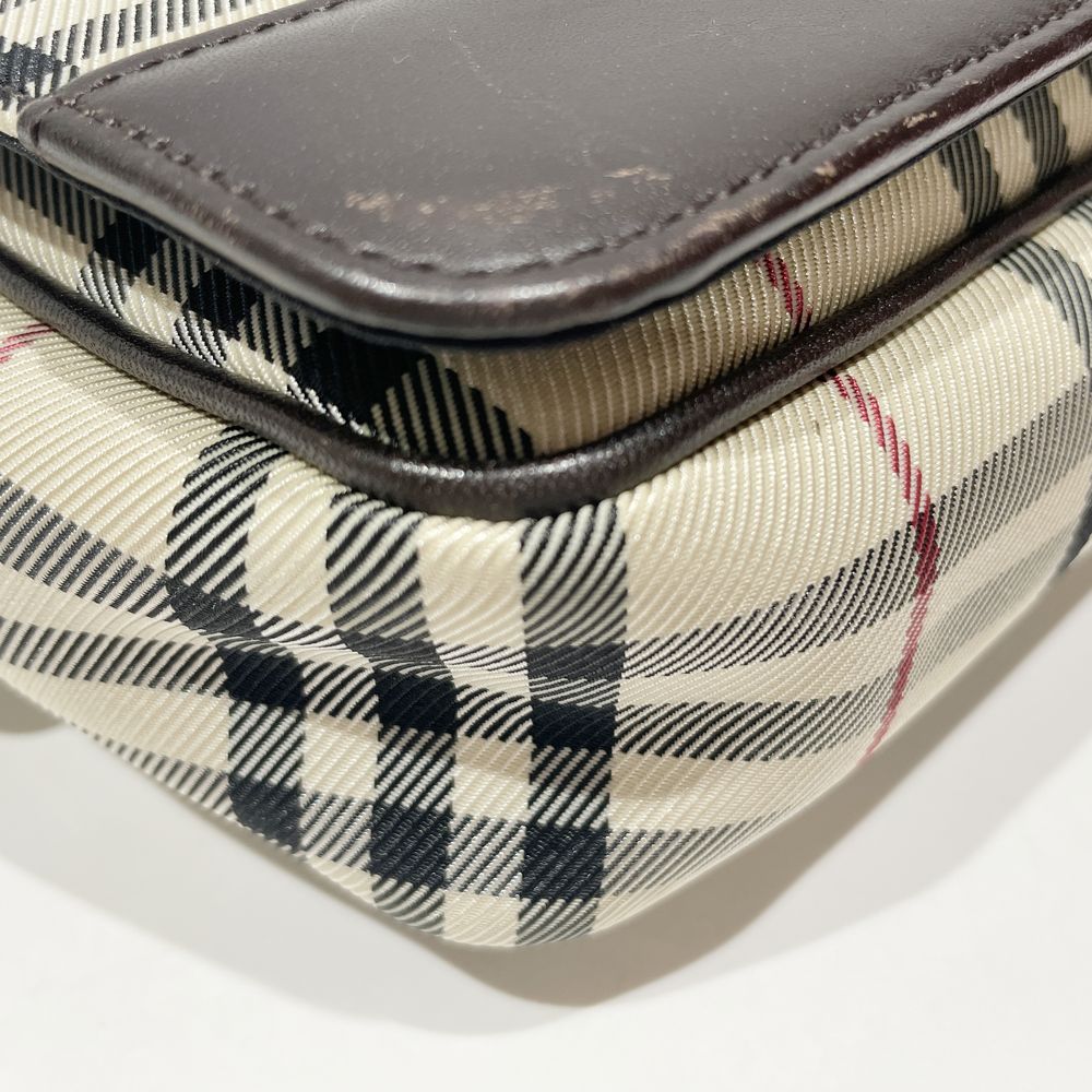 BURBERRY(バーバリー) ロゴ チェック 斜め掛け ショルダーバッグ キャンバス/レザー レディース【中古B】