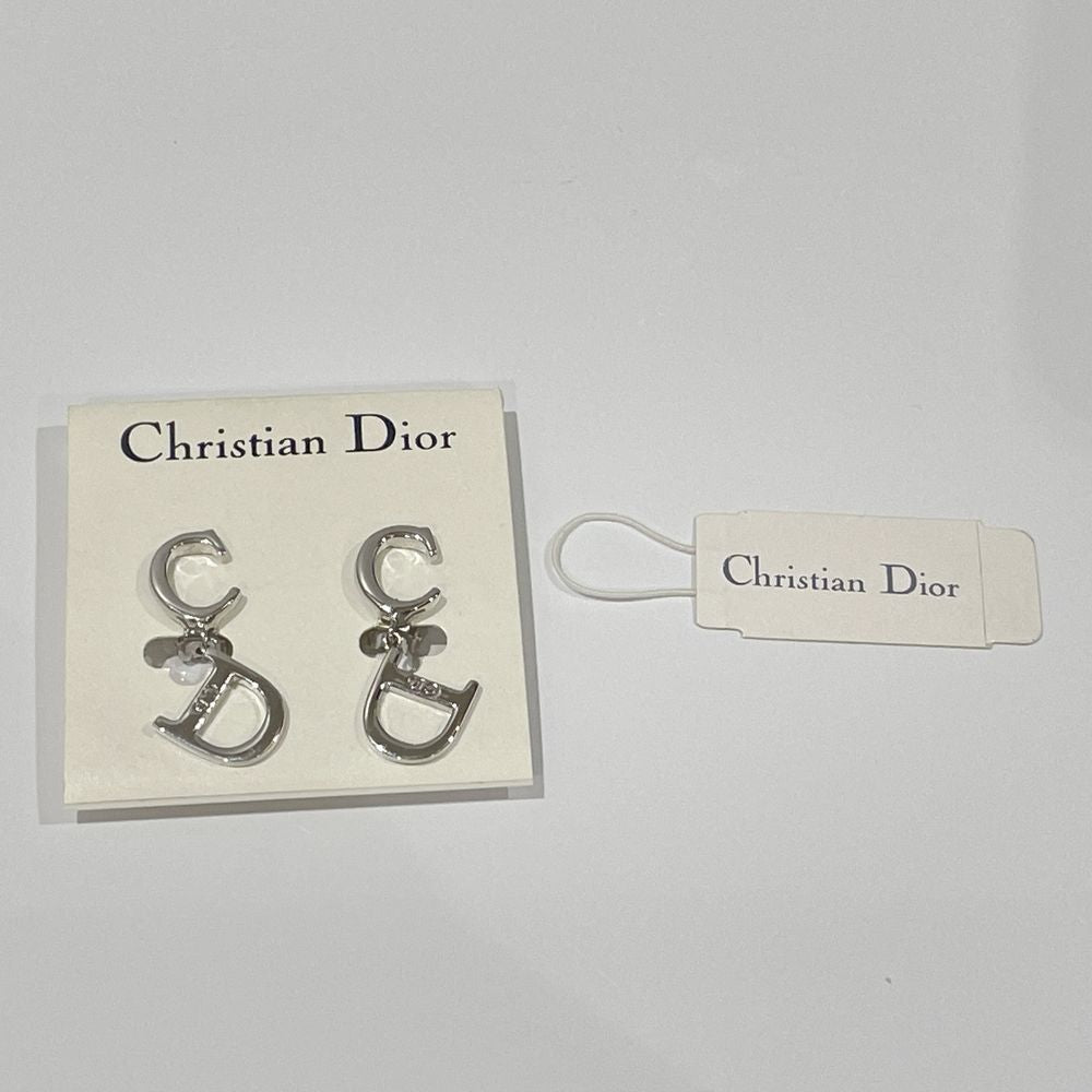 中古A/美品】Christian Dior クリスチャンディオール CDロゴ 揺れる メタル レディース イヤリング シルバー20472816