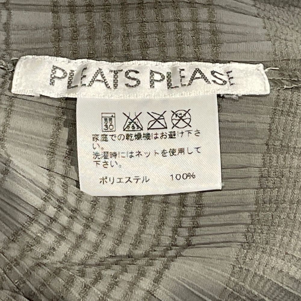 PLEATS PLEASE(プリーツプリーズ) イッセイミヤケ プリーツ加工 ストライプ 格子柄 サイズ3 PP71-JJ653 長袖シャツ ポリエステル レディース【中古B】20240614