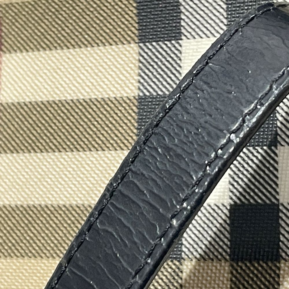 BURBERRY(バーバリー) ロゴ プレート チェック がま口 ハンドバッグ PVC/レザー レディース【中古B】20240608