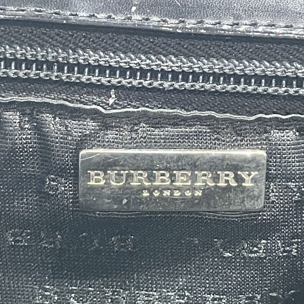 BURBERRY(バーバリー) ロゴ プレート チェック がま口 ハンドバッグ PVC/レザー レディース【中古B】20240608