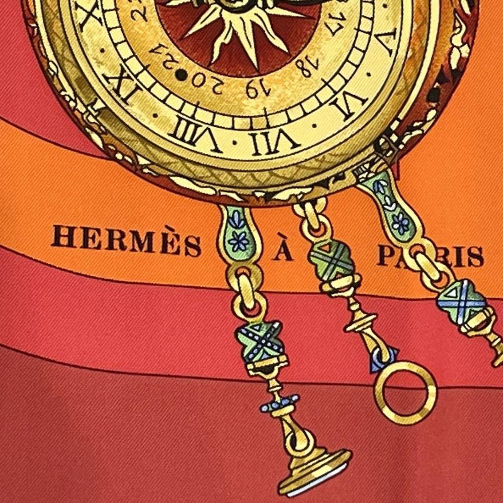 HERMES(エルメス) カレ90 Parmi les fleurs je compte les heures 花の中で過ごす時間 日時計 懐中 スカーフ シルク ユニセックス【中古A】20240620