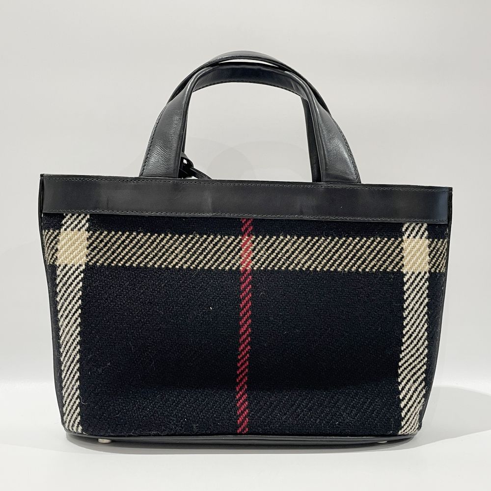 BURBERRY(バーバリー) ロンドン チェック スクエア型 ミニ ハンドバッグ ウール/レザー レディース【中古B】20240622