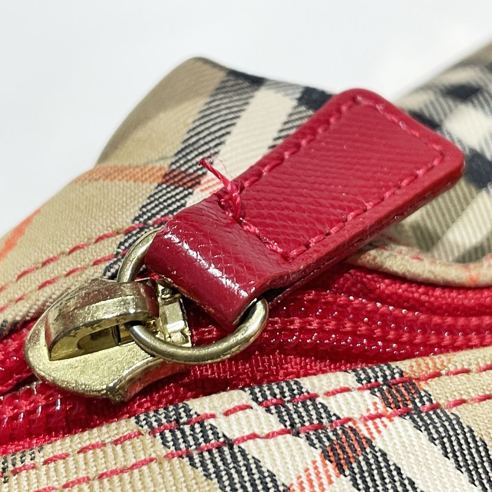 BURBERRY(バーバリー) ロゴ チェック チャーム付き ワンショルダー ショルダーバッグ キャンバス/レザー レディース【中古B】20240630