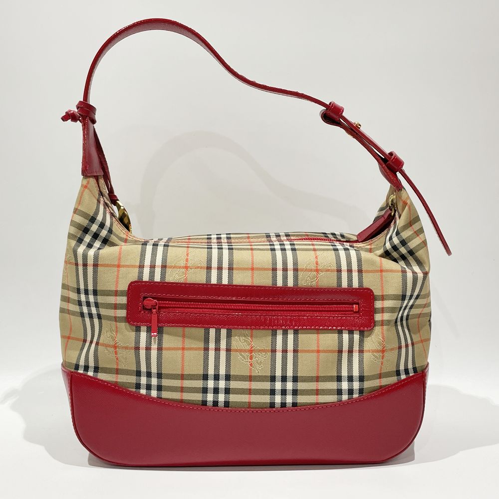 BURBERRY(バーバリー) ロゴ チェック チャーム付き ワンショルダー ショルダーバッグ キャンバス/レザー レディース【中古B】20240630