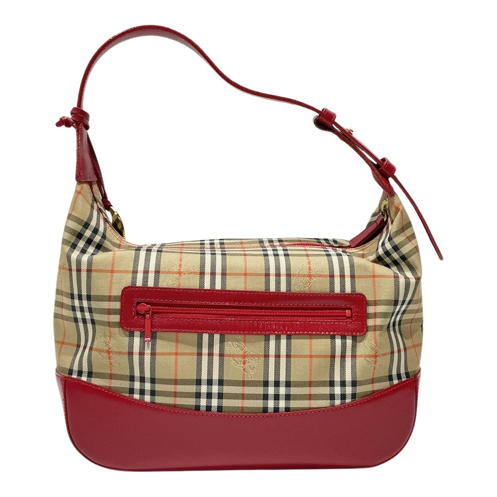 BURBERRY(バーバリー) ロゴ チェック チャーム付き ワンショルダー ショルダーバッグ キャンバス/レザー レディース【中古B】20240630