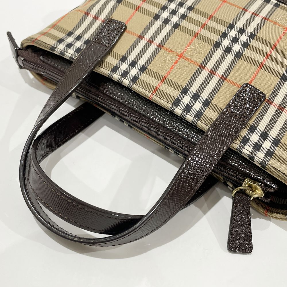 BURBERRY(バーバリー) ロゴ チェック ミニ ハンドバッグ キャンバス/レザー レディース【中古AB】20240630