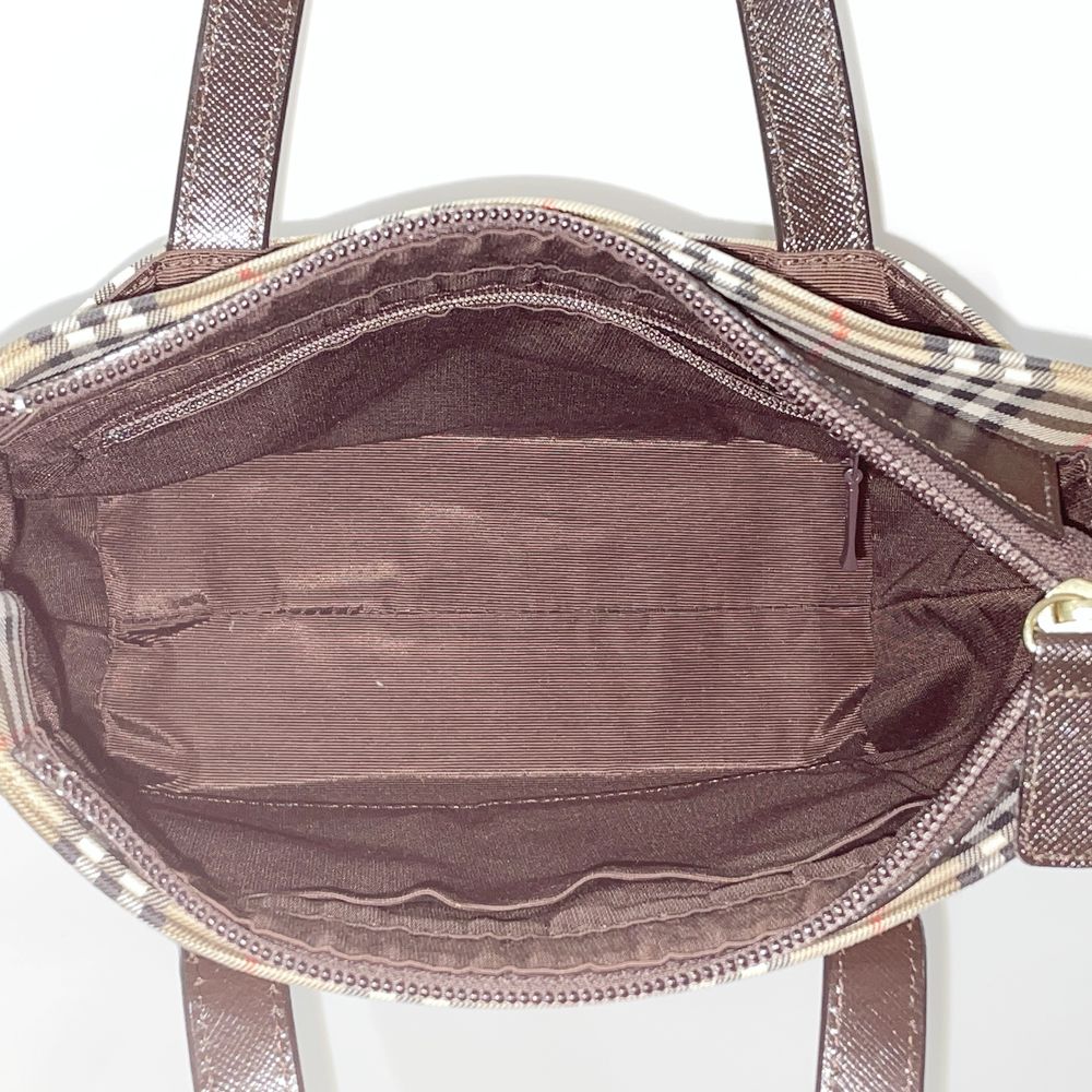 BURBERRY(バーバリー) ロゴ チェック ミニ ハンドバッグ キャンバス/レザー レディース【中古AB】20240630