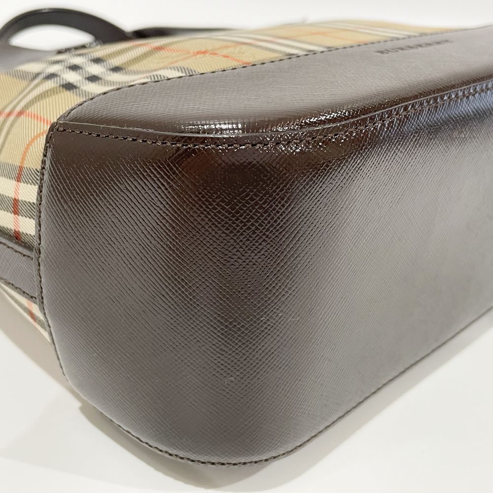 BURBERRY(バーバリー) ロゴ チェック ミニ ハンドバッグ キャンバス/レザー レディース【中古AB】20240630