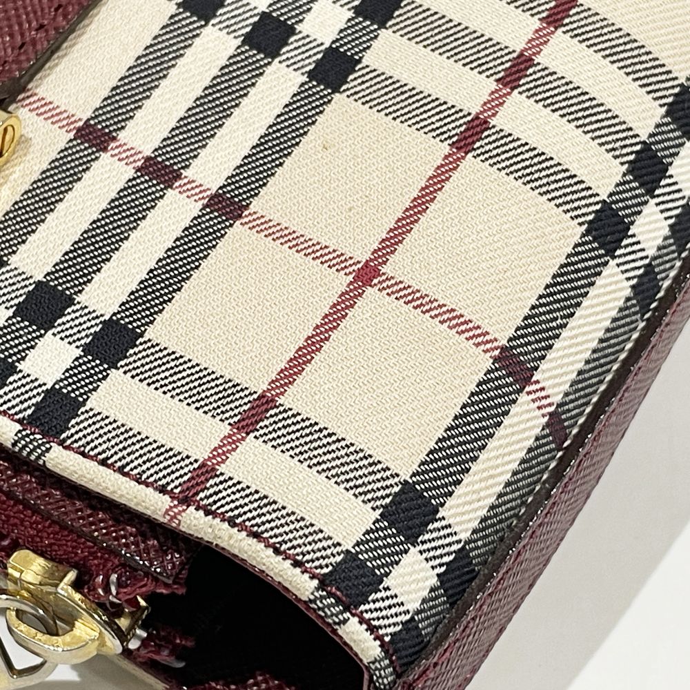 BURBERRY(バーバリー) ロゴ チェック トート 肩掛け ハンドバッグ キャンバス/レザー レディース【中古AB】20240630