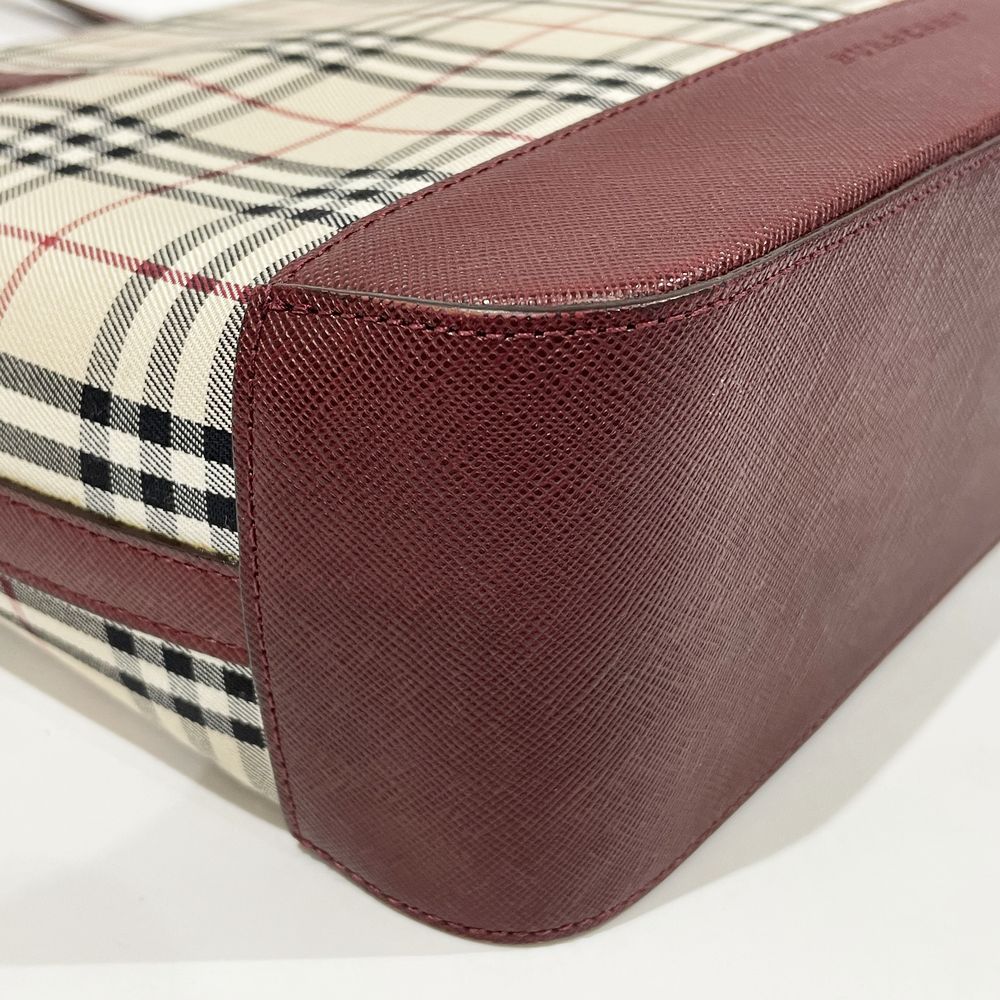 BURBERRY(バーバリー) ロゴ チェック トート 肩掛け ハンドバッグ キャンバス/レザー レディース【中古AB】20240630