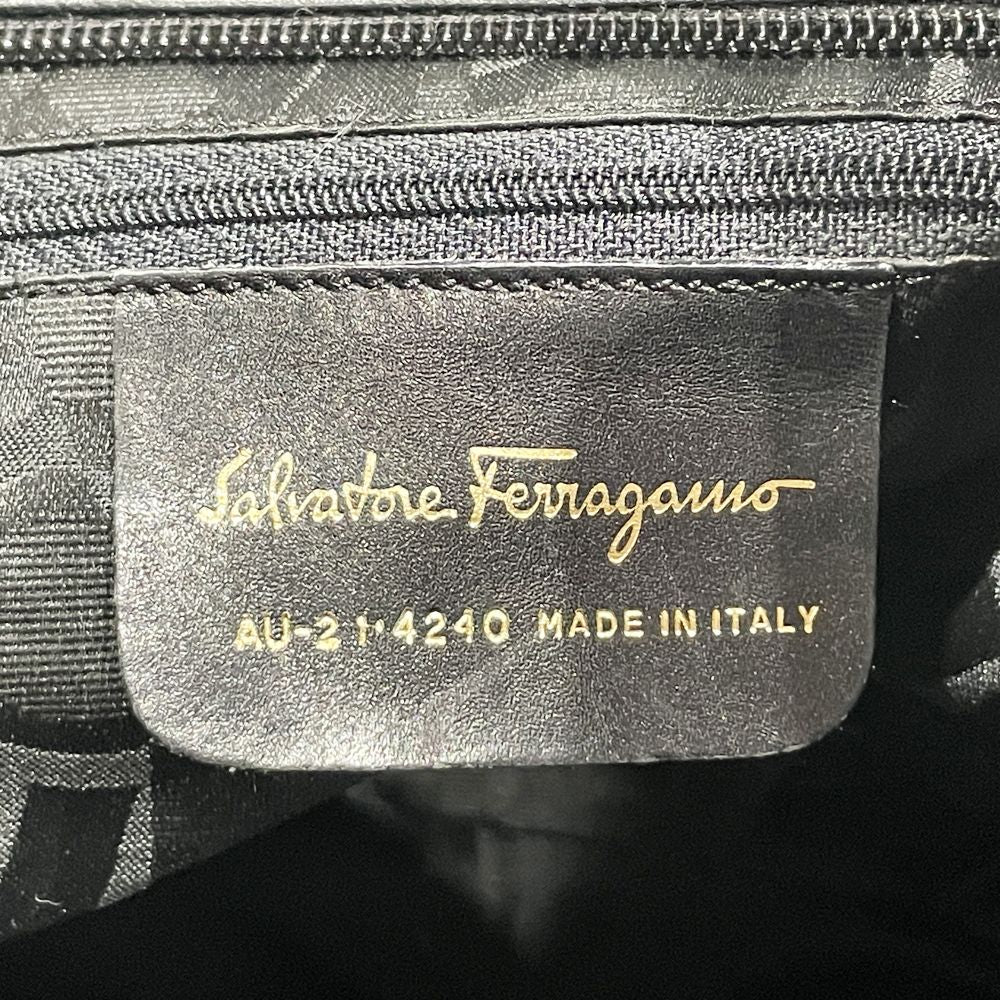 Salvatore Ferragamo(サルヴァトーレフェラガモ) ヴァラ ギャザー フリル 肩掛け AU-21 4240 トートバッグ キャンバス/レザー レディース【中古B】20240623