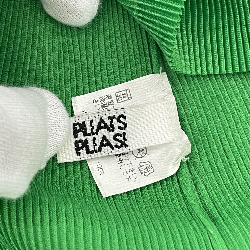 中古AB/使用感小】PLEATS PLEASE プリーツプリーズ イッセイミヤケ プリーツ加工 バイカラー サイズ3 レディース カットソー  PP73-FK322 グリーン20475719