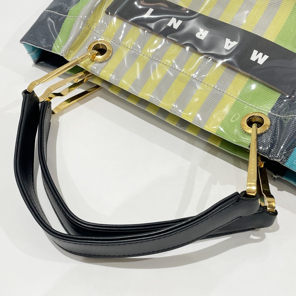 MARNI(マルニ) グロッシーグリップ GLOSSY GRIP ストライプ トートバッグ PVC/ビニール レディース【中古AB】20240630