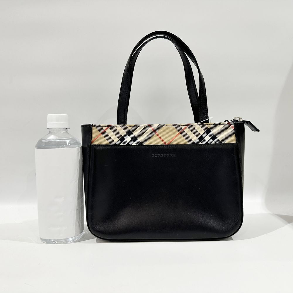 BURBERRY(バーバリー) ロゴ 一部チェック柄 ミニ ハンドバッグ レザー レディース【中古AB】20240623