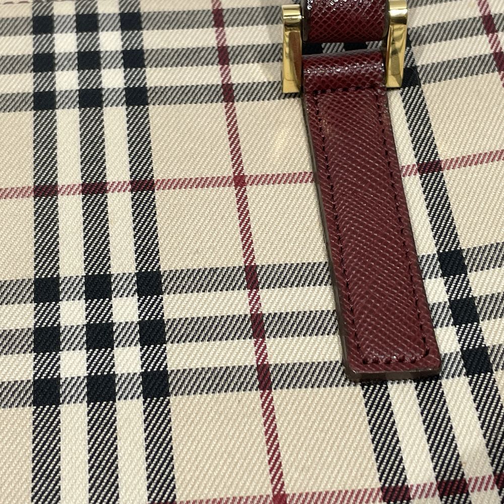 中古B/標準】BURBERRY バーバリー ロゴ チェック柄 スクエア型 レディース トートバッグ20476168