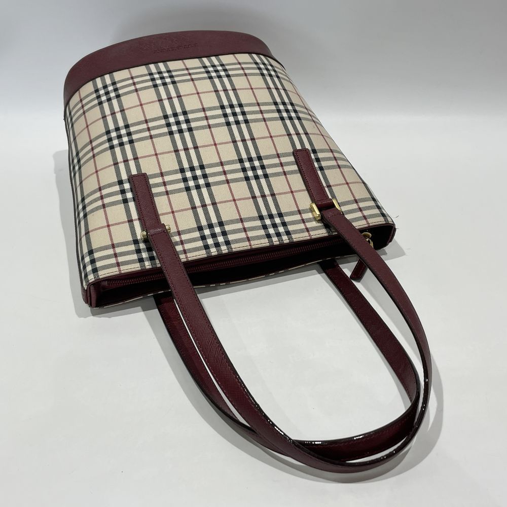 中古B/標準】BURBERRY バーバリー ロゴ チェック柄 スクエア型 レディース トートバッグ20476168