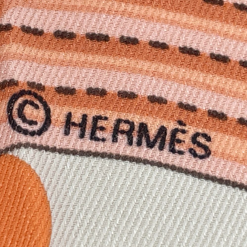 中古A/美品】HERMES エルメス カレ70 Clic Clac a Pois クリッククラックドット レディース スカーフ  ブラウン/サーモンピンク20476170