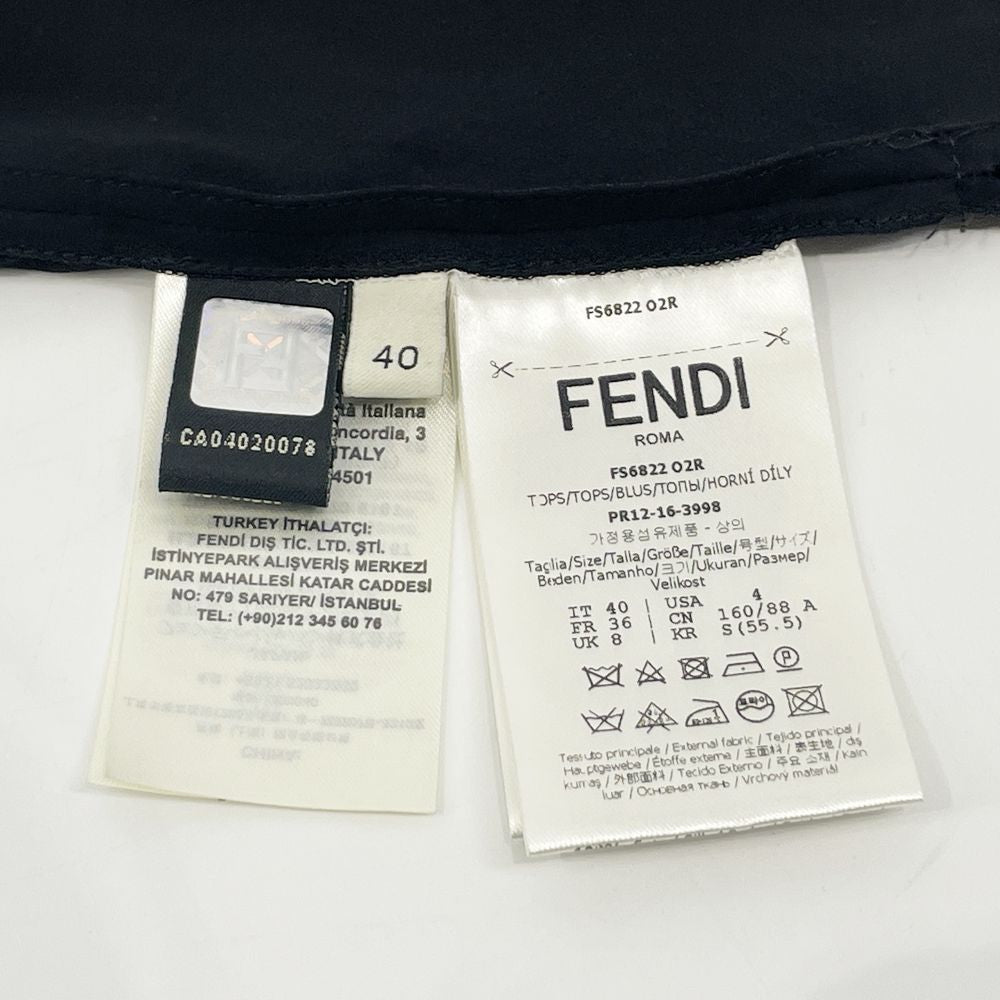 FENDI(フェンディ) 無地 ギャザー バックボタン サイドスリット ストール 袖フレア ブラウス シルク レディース【中古AB】20240728