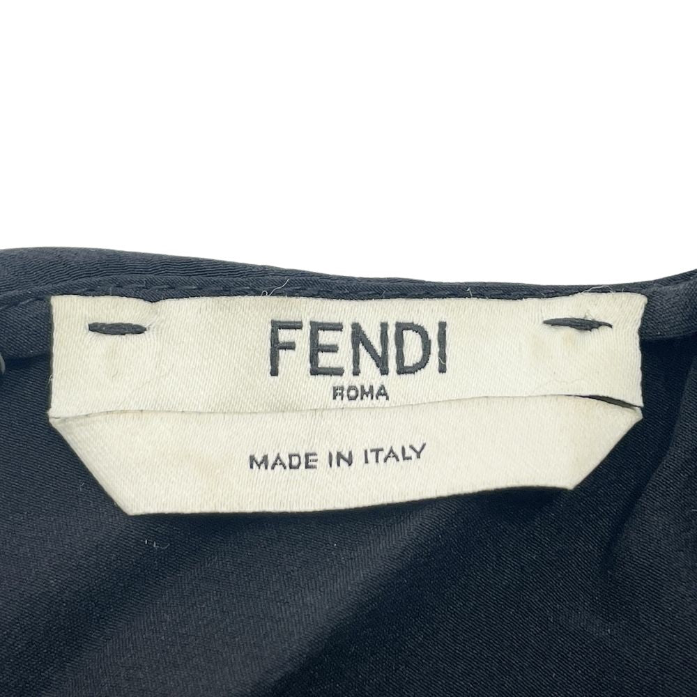 FENDI(フェンディ) 無地 ギャザー バックボタン サイドスリット ストール 袖フレア ブラウス シルク レディース【中古AB】20240728