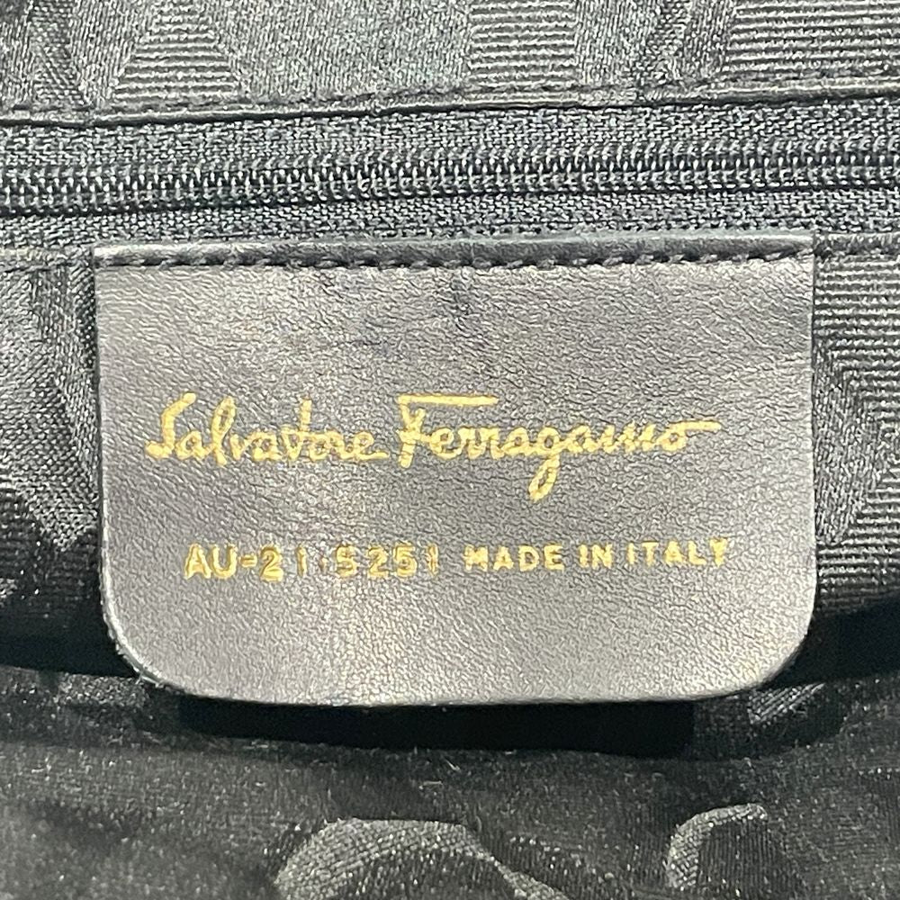 Salvatore Ferragamo(サルヴァトーレフェラガモ) ヴァラ ギャザー フリル チェーン AU-21 5251 ハンドバッグ キャンバス/レザー レディース【中古AB】20240629