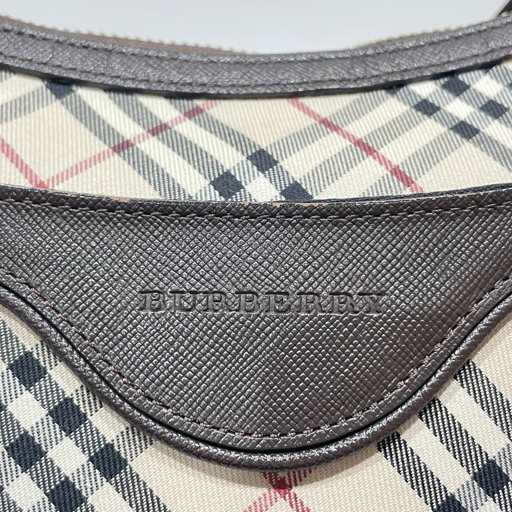 BURBERRY(バーバリー) ロゴ チェック 肩掛け ショルダーバッグ キャンバス/レザー レディース【中古AB】20240629