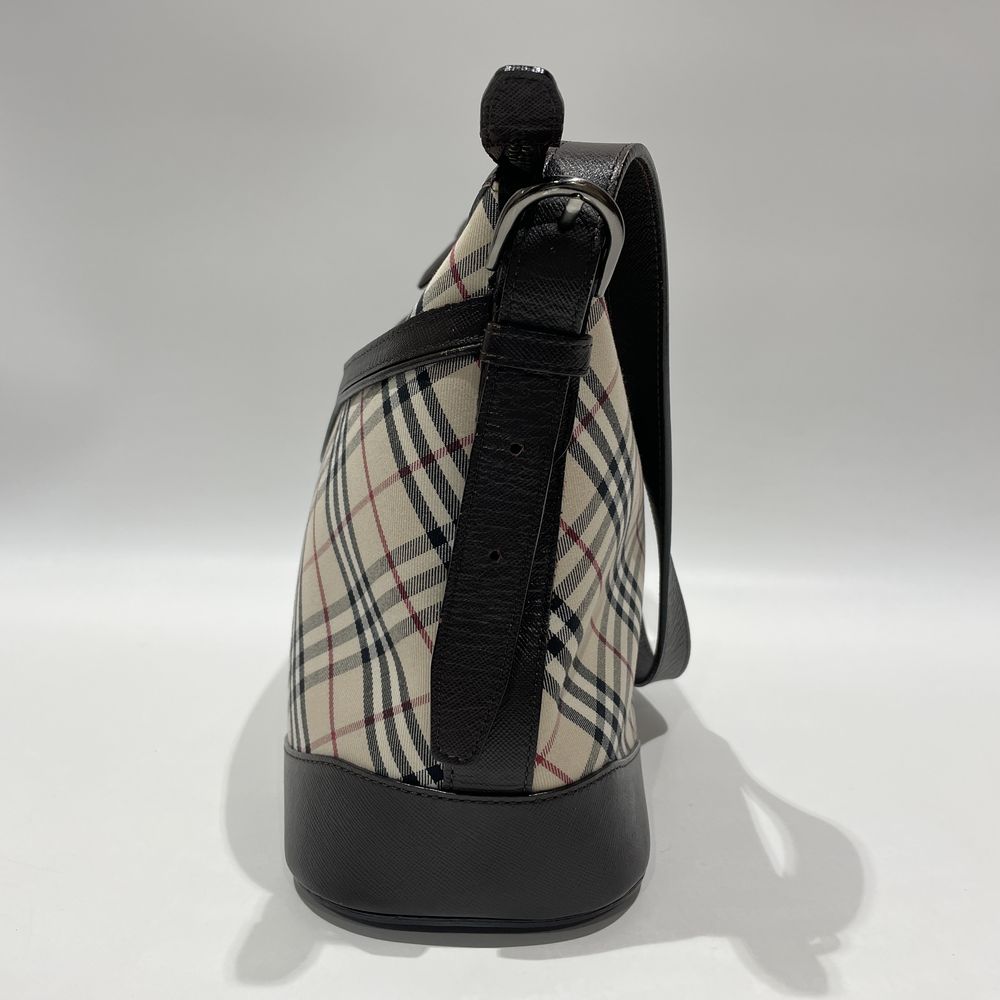 BURBERRY(バーバリー) ロゴ チェック 肩掛け ショルダーバッグ キャンバス/レザー レディース【中古AB】20240629