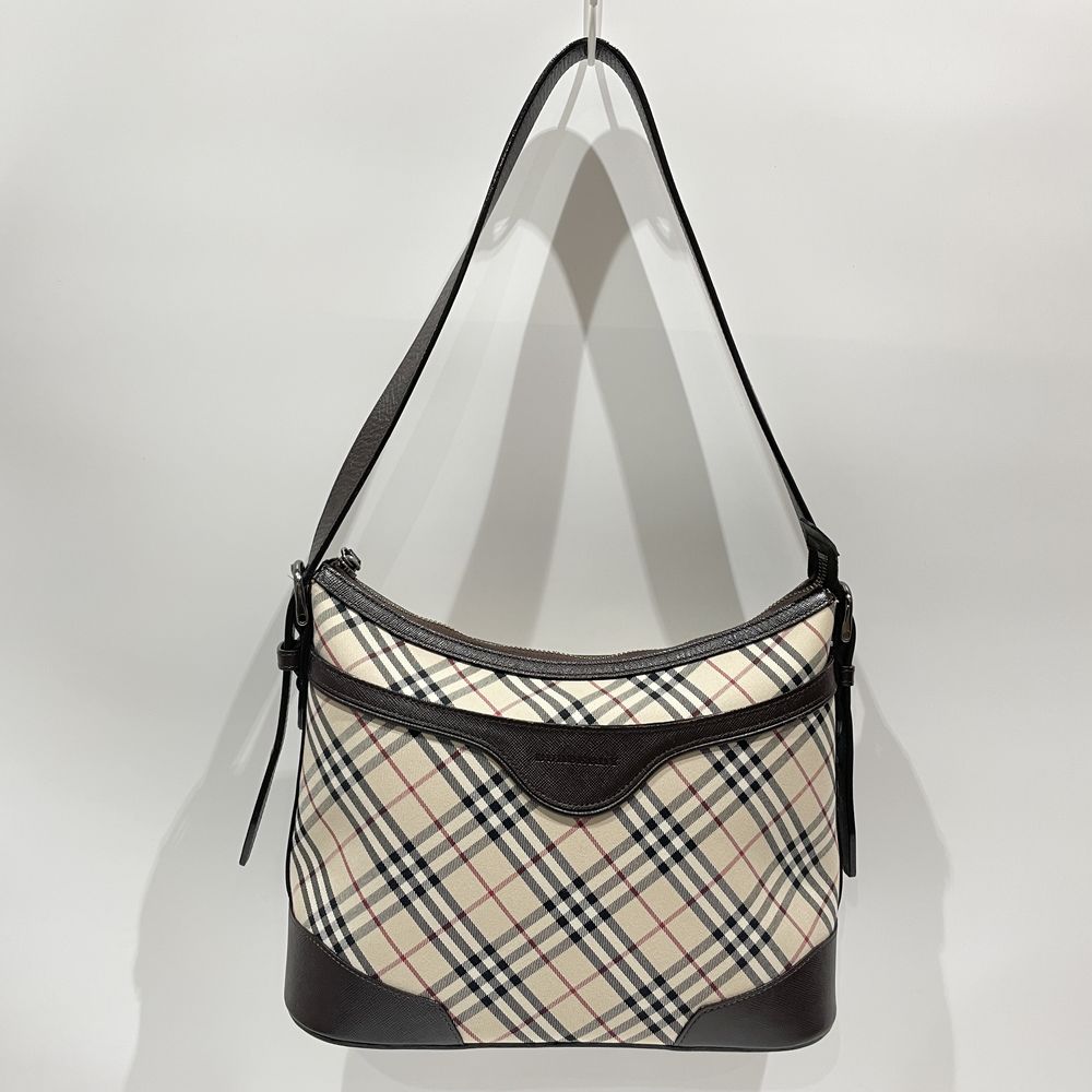 BURBERRY(バーバリー) ロゴ チェック 肩掛け ショルダーバッグ キャンバス/レザー レディース【中古AB】20240629