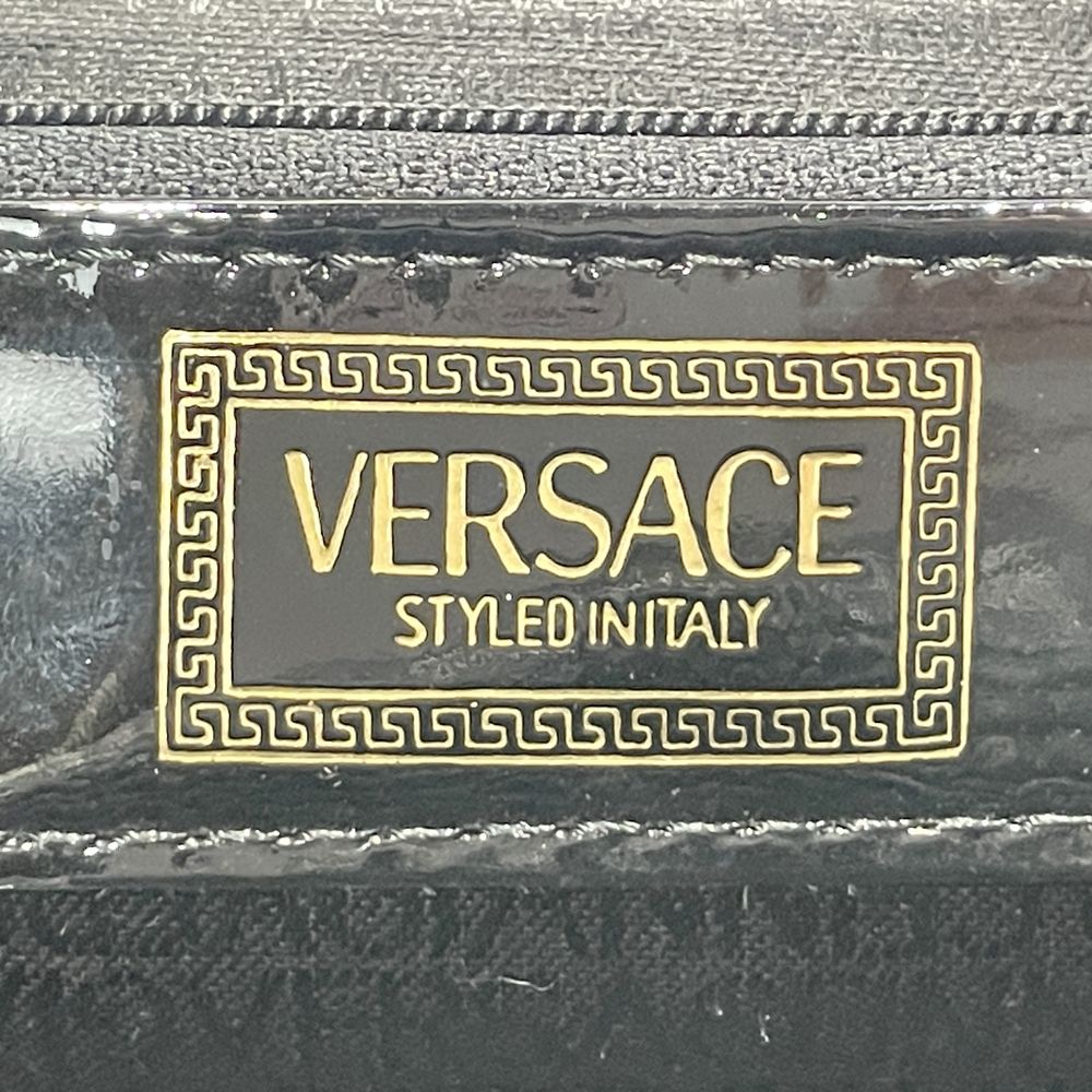 Gianni Versace(ジャンニ・ヴェルサーチ) サンバースト グレカ バニティ ヴィンテージ ハンドバッグ レザー/エナメル レディース【中古AB】20240629