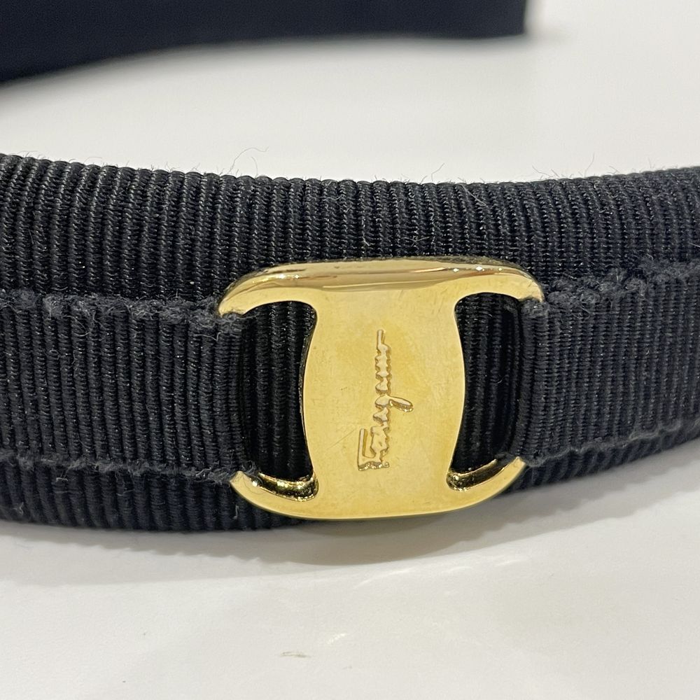 中古B/標準】Salvatore Ferragamo サルヴァトーレフェラガモ ロゴ ヴァラ リボン レディース カチューシャ ブラック20477167