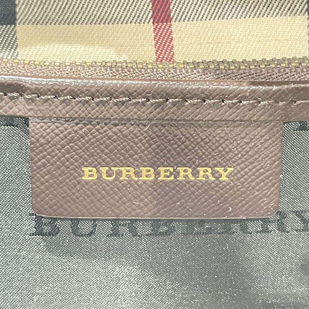 BURBERRY(バーバリー) ロゴ プレート 内部チェック ボーリングバッグ ミニ ハンドバッグ レザー レディース【中古AB】20240629