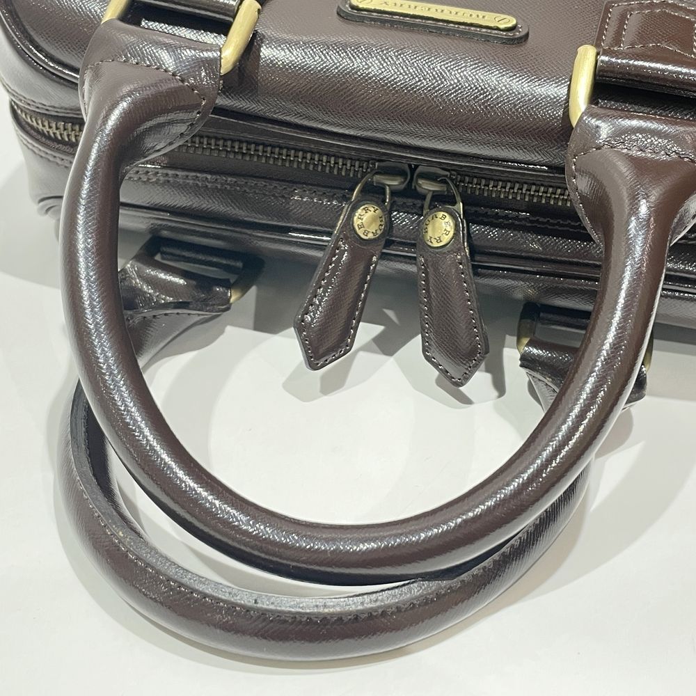 BURBERRY(バーバリー) ロゴ プレート 内部チェック ボーリングバッグ ミニ ハンドバッグ レザー レディース【中古AB】20240629