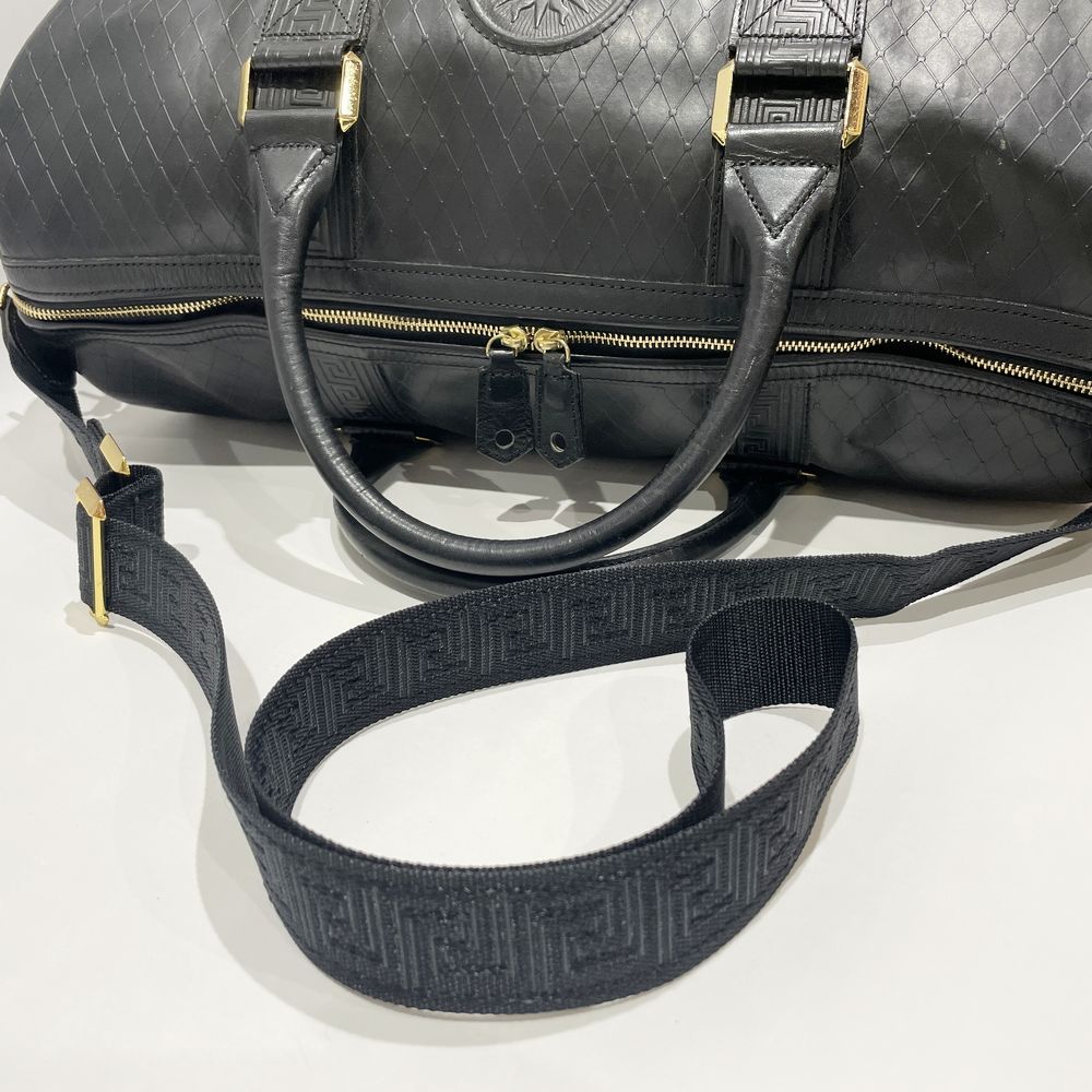 中古AB/使用感小】Gianni Versace ジャンニ・ヴェルサーチ サンバースト グレカ 2WAY ヴィンテージ レディース ボストンバッグ  ブラック20478038