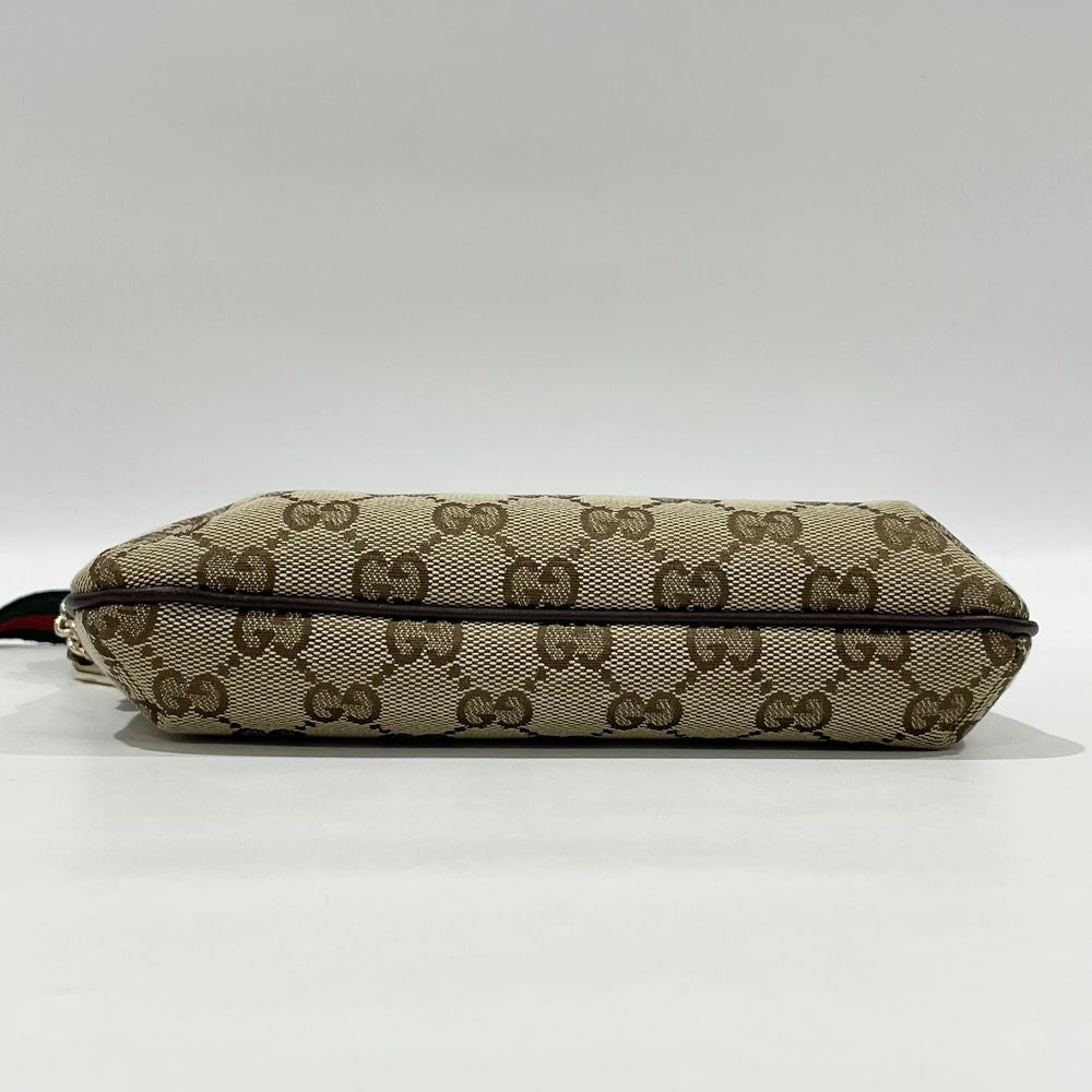 GUCCI(グッチ) シェリーライン チャーム付き 152507 ポーチ GGキャンバス/レザー レディース【中古A】20240630