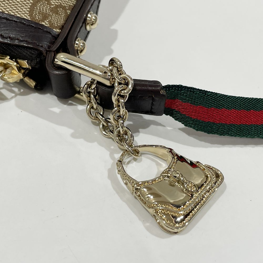 GUCCI(グッチ) シェリーライン チャーム付き 152507 ポーチ GGキャンバス/レザー レディース【中古A】20240630