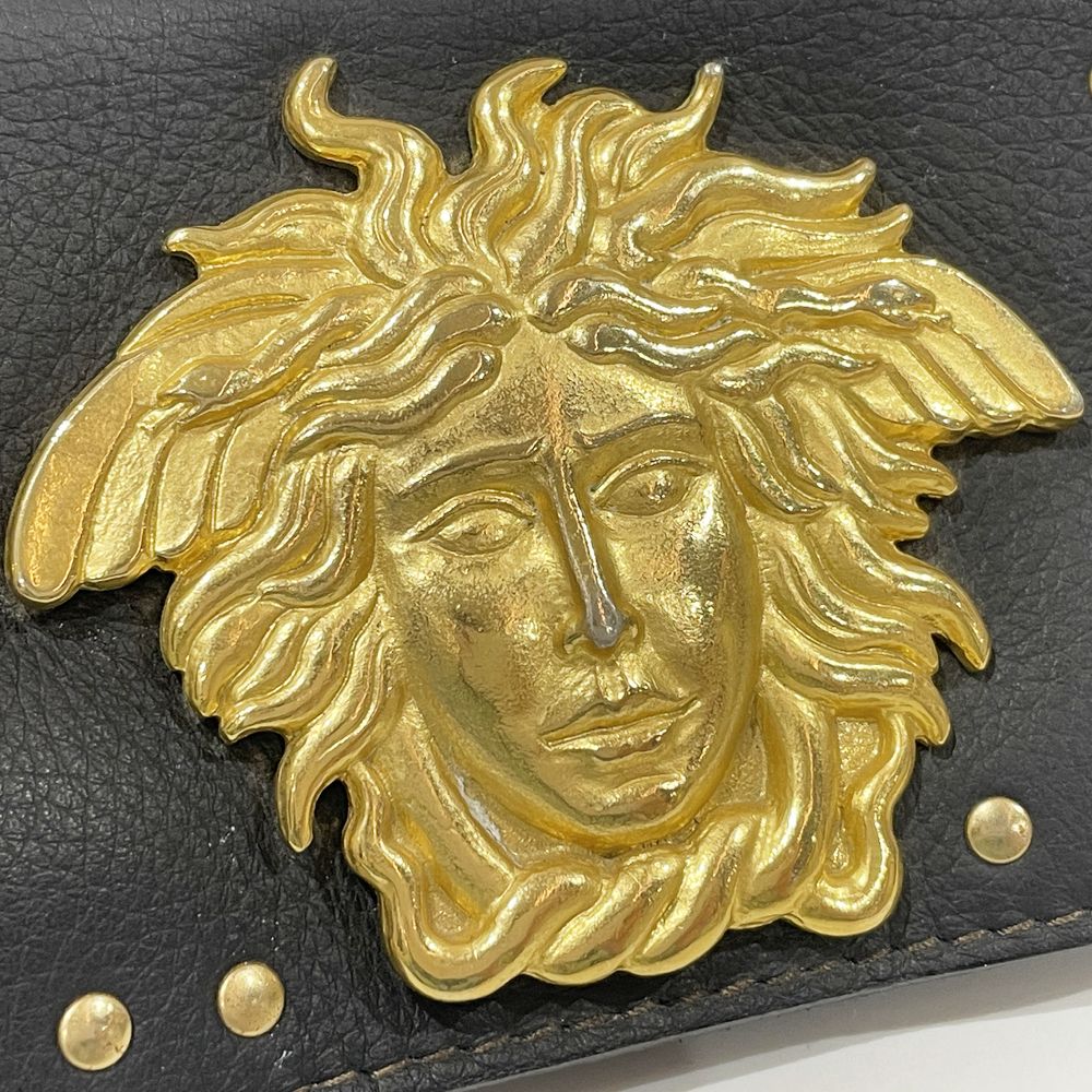 Gianni Versace(ジャンニ・ヴェルサーチ) メデューサ スタッズ ベルトループ ベルトポーチ ウエストポーチ用 ヴィンテージ ポーチ レザー ユニセックス【中古AB】