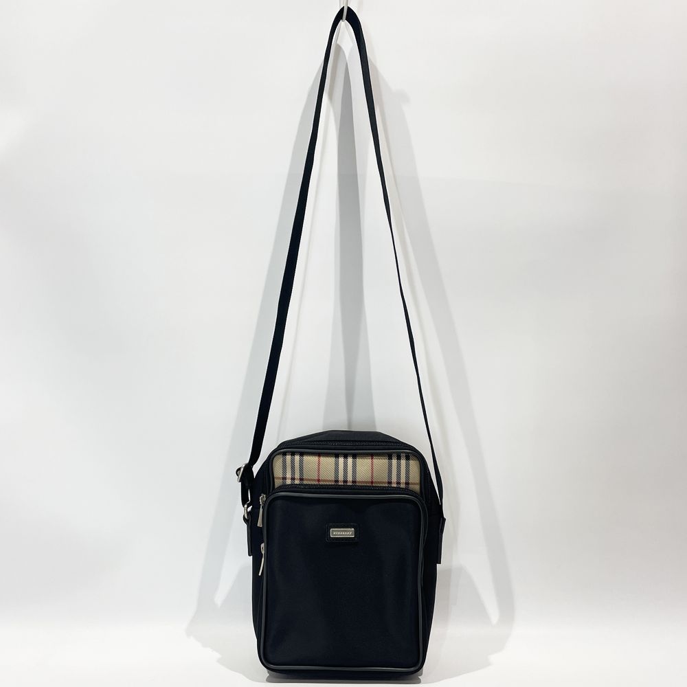 BURBERRY(バーバリー) ロンドン 一部チェック 斜め掛け ショルダーバッグ ナイロン/レザー ユニセックス【中古AB】20240707