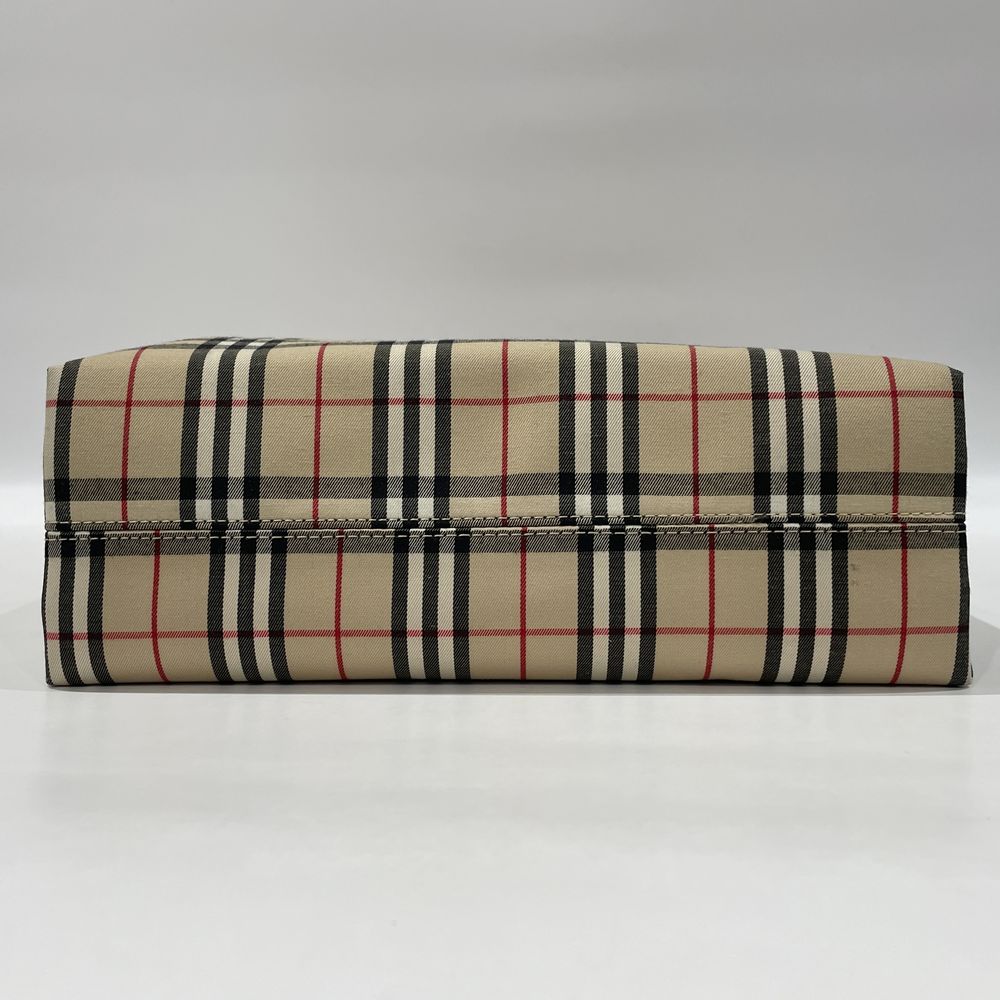 BURBERRY(バーバリー) ロンドン チェック スクエア型 トートバッグ キャンバス/レザー レディース【中古AB】20240707