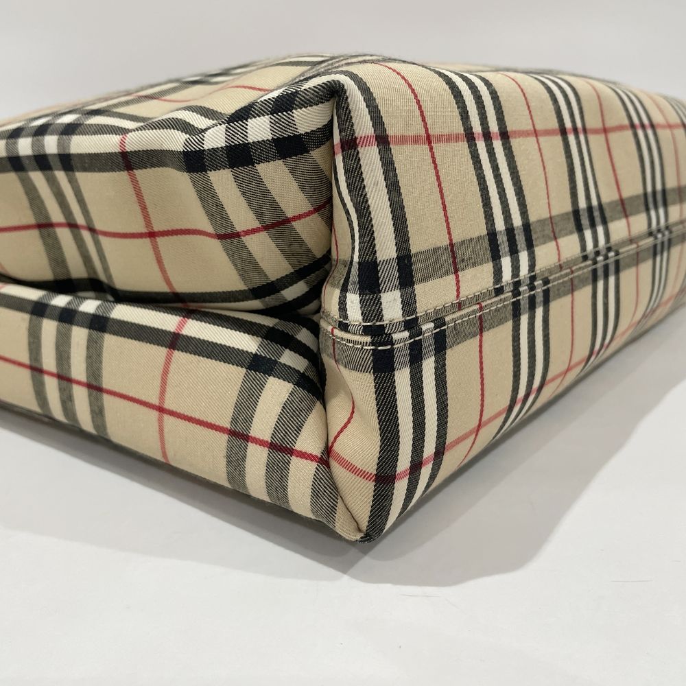 BURBERRY(バーバリー) ロンドン チェック スクエア型 トートバッグ キャンバス/レザー レディース【中古AB】20240707