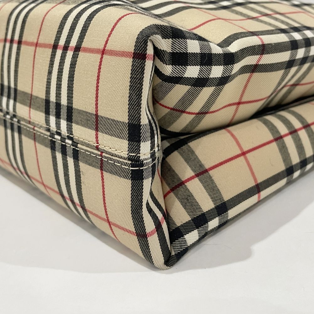 BURBERRY(バーバリー) ロンドン チェック スクエア型 トートバッグ キャンバス/レザー レディース【中古AB】20240707