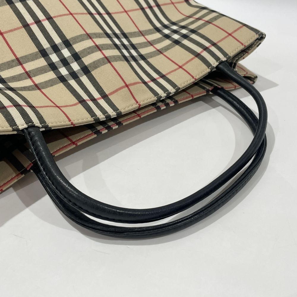 BURBERRY(バーバリー) ロンドン チェック スクエア型 トートバッグ キャンバス/レザー レディース【中古AB】20240707