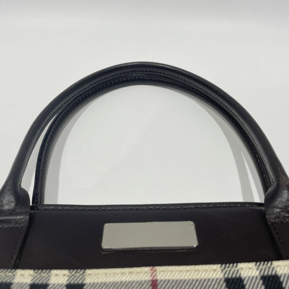 BURBERRY(バーバリー) ロゴ プレート チェック スクエア型 ミニ ヴィンテージ トートバッグ キャンバス/レザー レディース【中古AB】20240707