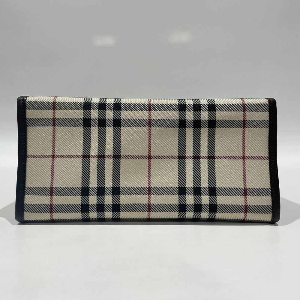 BURBERRY(バーバリー) ロゴ プレート チェック スクエア型 ミニ ヴィンテージ トートバッグ キャンバス/レザー レディース【中古AB】20240707