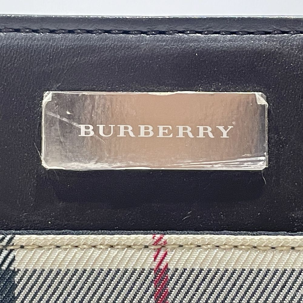 BURBERRY(バーバリー) ロゴ プレート チェック スクエア型 ミニ ヴィンテージ トートバッグ キャンバス/レザー レディース【中古AB】20240707