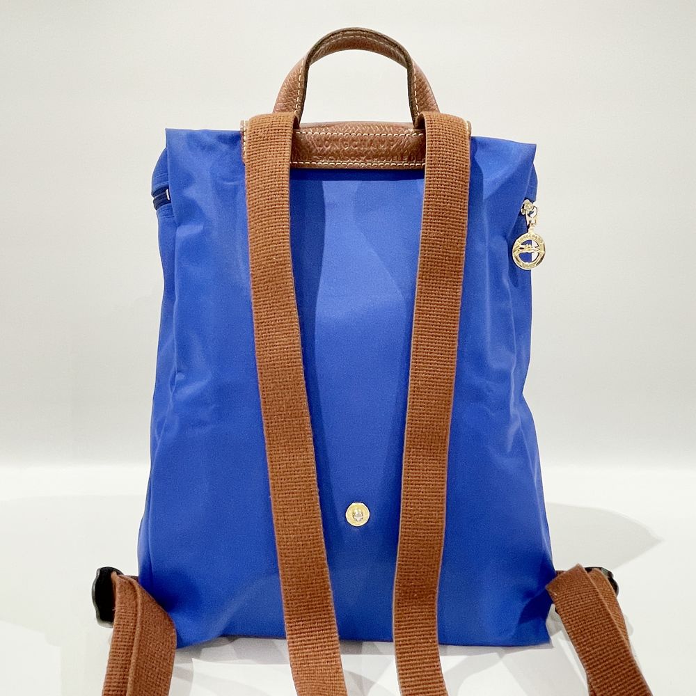 中古B/標準】Longchamp ロンシャン ル・プリアージュ 折りたたみ レディース リュック・デイパック ブルー×ブラウン20478648