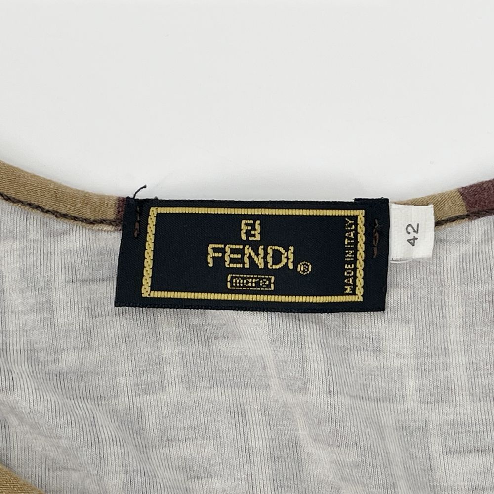 FENDI(フェンディ) サイズ42 ズッカ ズッキーノ ブロックチェック トップス 半袖 カットソー レーヨン/エラスタン レディース【中古B】20240810