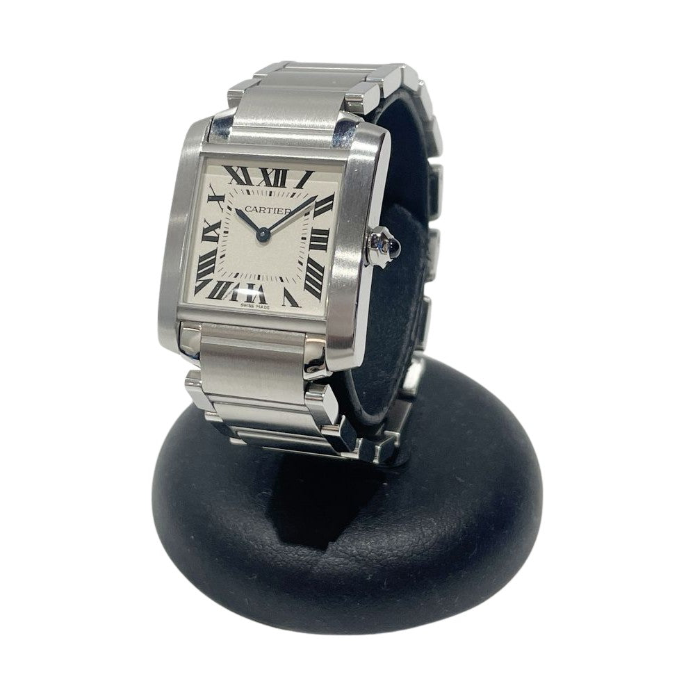 中古AB/使用感小】CARTIER カルティエ タンクフランセーズMM スイス製クオーツ レディース 腕時計 WSTA0005 シルバー20478873