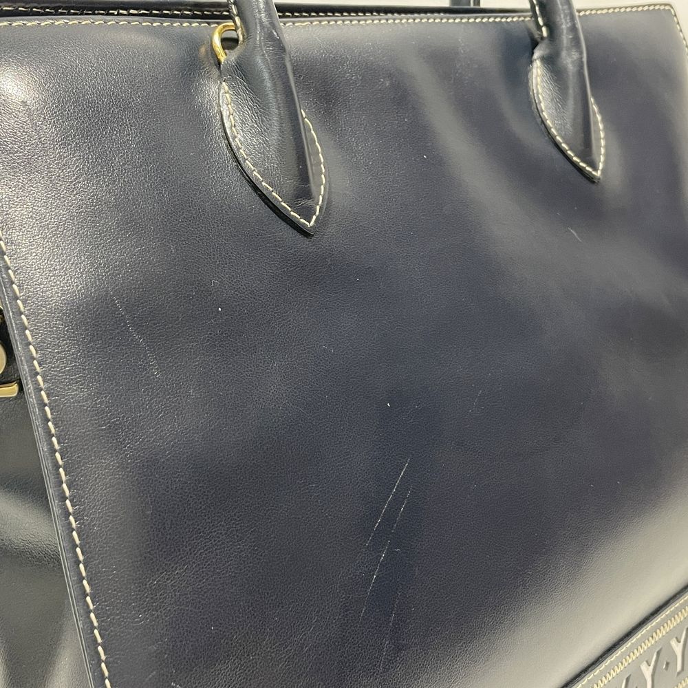 中古B/標準】YVES SAINT LAURENT イヴ・サンローラン Yカットアウト チャーム付き ヴィンテージ レディース トートバッグ  ネイビー20479836