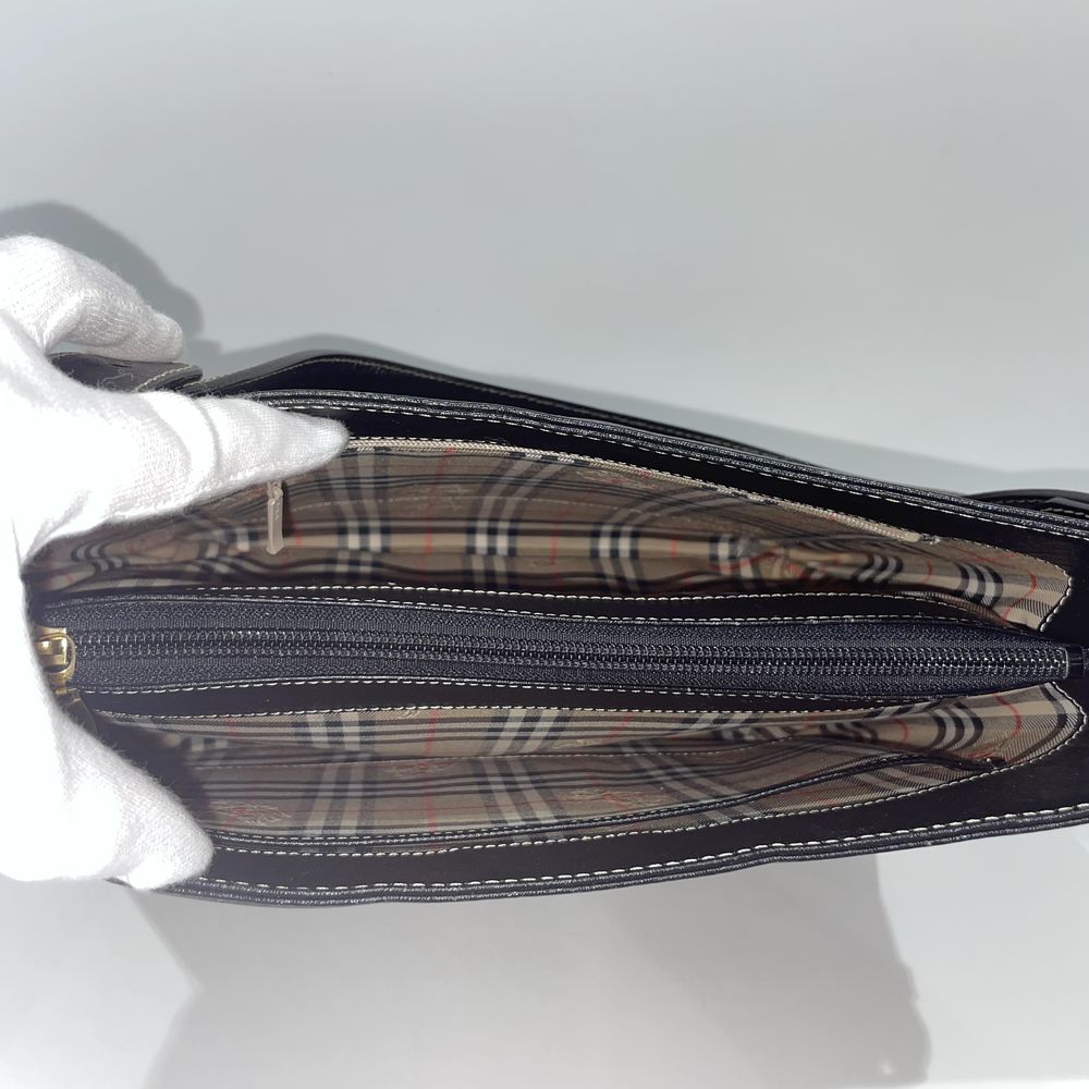 BURBERRY(バーバリー) ロゴ プレート 内部チェック 肩掛け ショルダーバッグ レザー レディース【中古AB】20240713